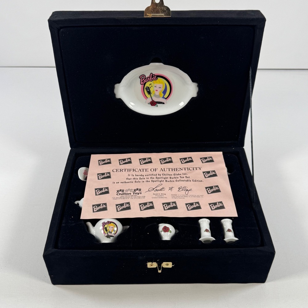 Vintage 1994 Solo in the Spotlight Barbie Miniature Tea Set Chilton Toys COA